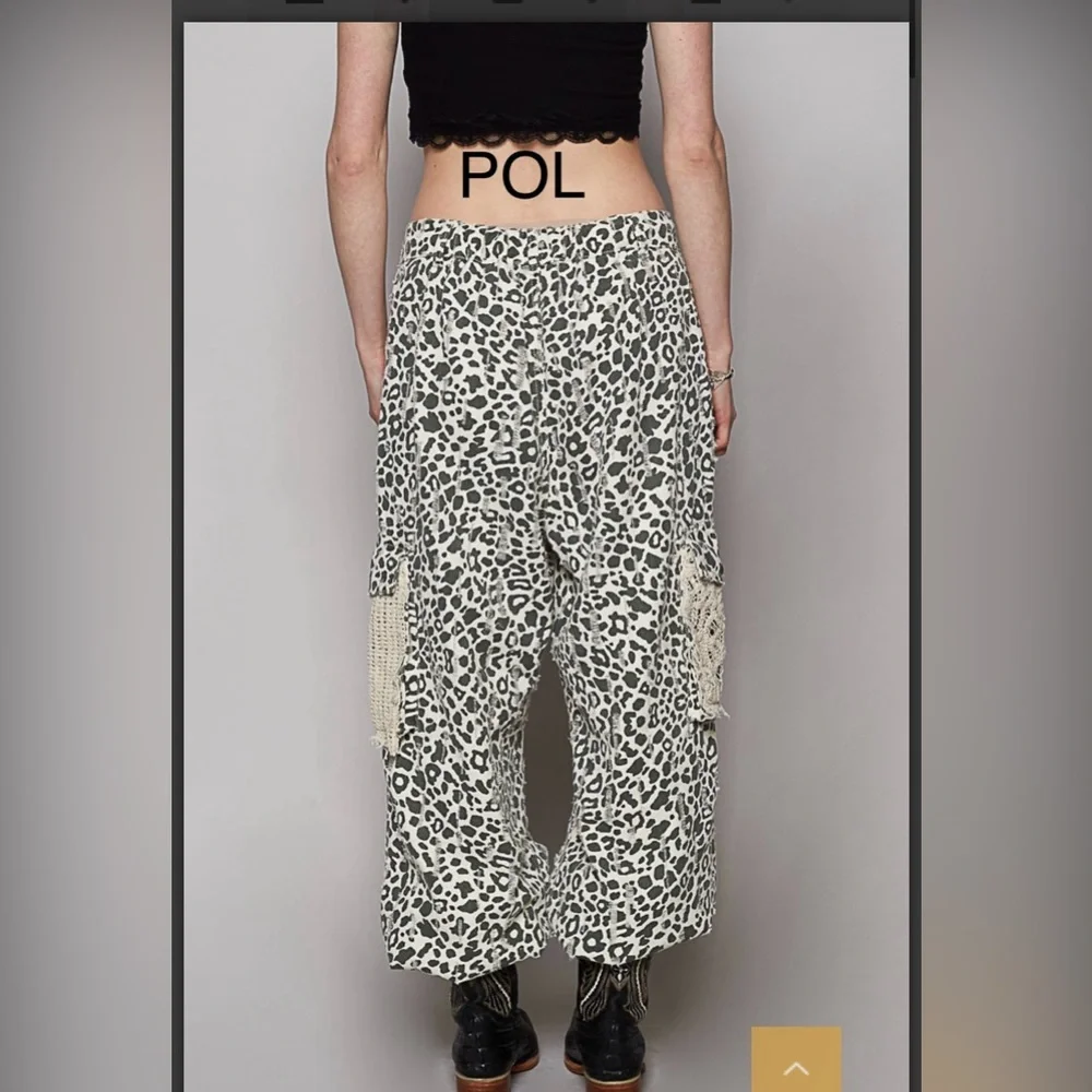BPB11-5🤍🖤POL polished black+cream animal print  jean w/jogger profile! - Picture 3 of 6